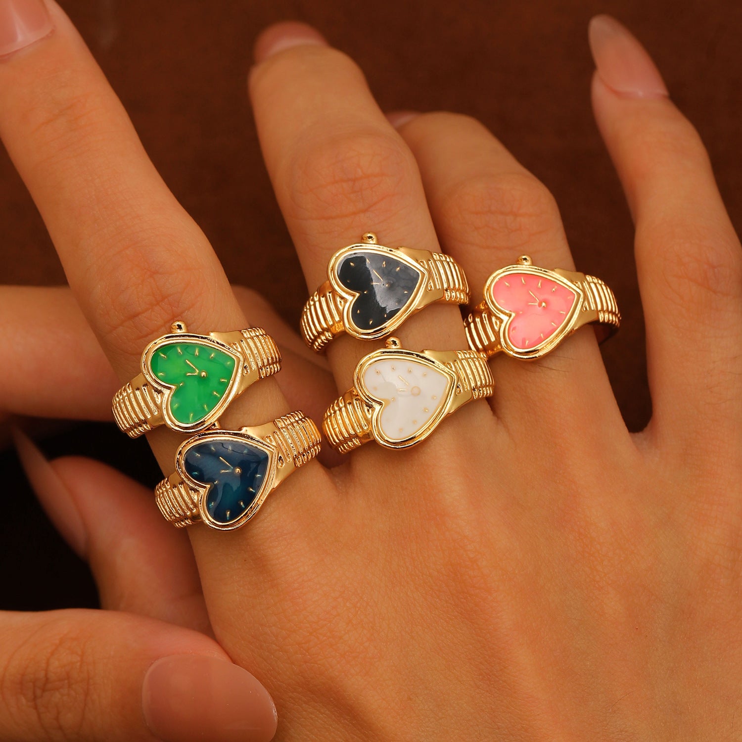 Wholesale love open Small Gold Watch Couple  Ring