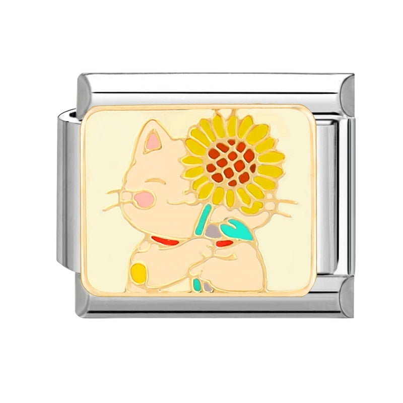 Wholesale Italian Charm Bracelet 9mm DIY Splicing Removable Plant Castle Stainless Steel Composable Bracelet