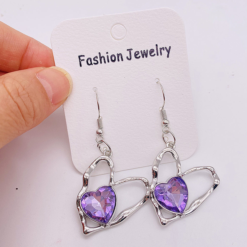 Wholesale  Light Luxury Zircon Earrings Colorful Love Alloy Pendant Earrings