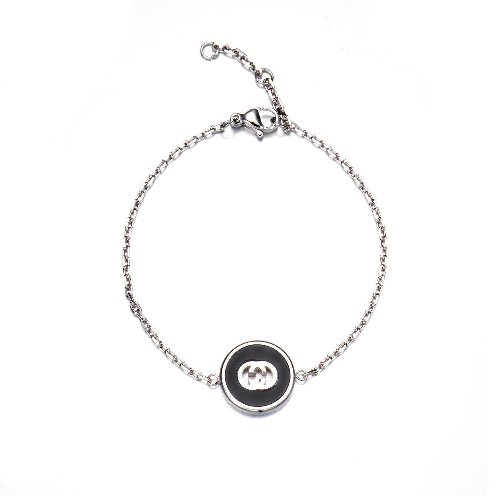 Wholesale Stainless Steel Enamel Retro Bracelet with Double Letter Design Stylish Office Lady Fashion Accessory