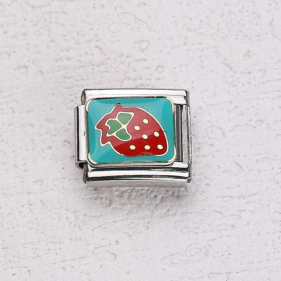 Wholesale 10pcs Italian Charm Bracelet 9mm DIY Splicing Cherry Paper Plane Stainless Steel Composable Bracelet