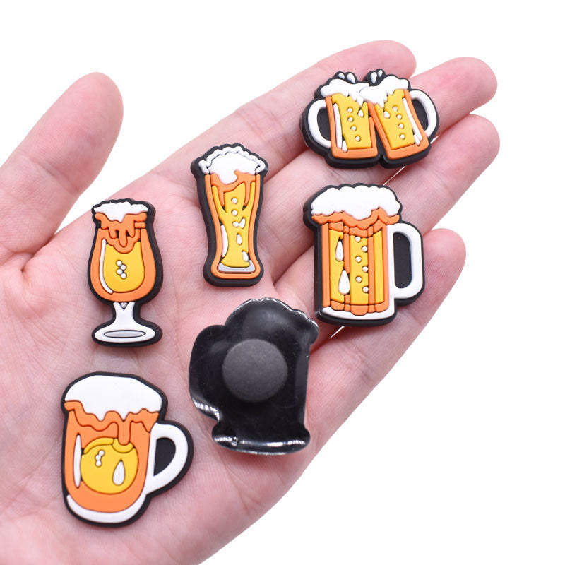Wholesale Random 100pcs beer  PVC Soft Rubber Shoe Buckle Decoration