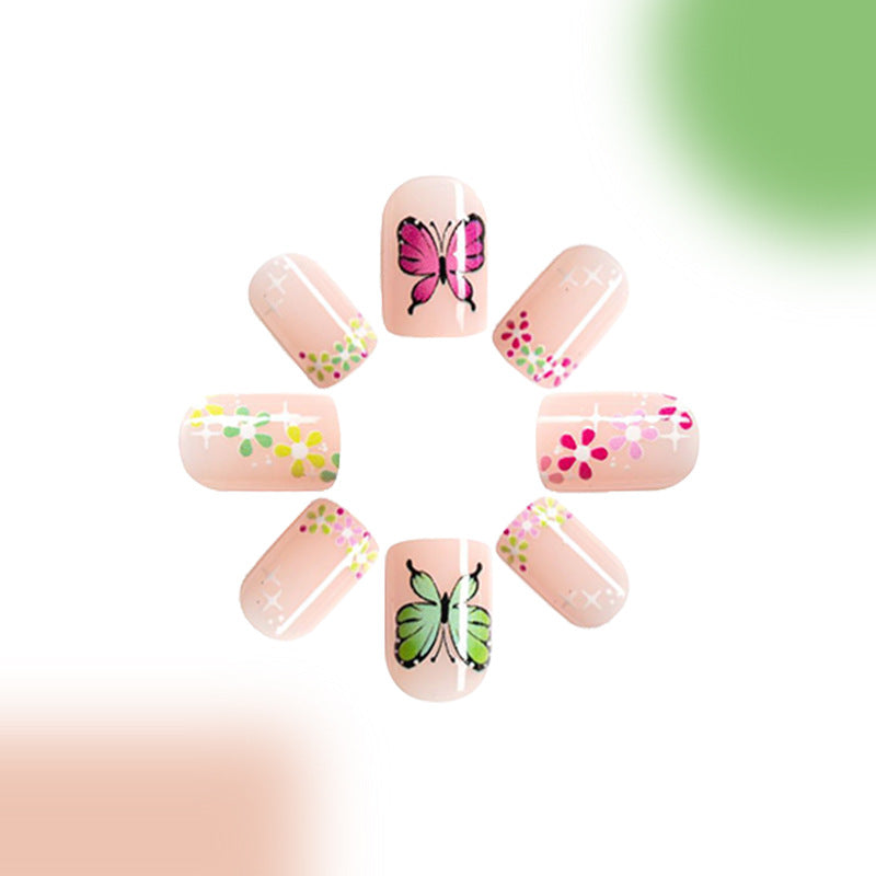 Wholesale 24 Pieces/box Nail Stickers Flower Butterfly Manicure Press-on Nails Kits ACC-NS-GuaiXL002