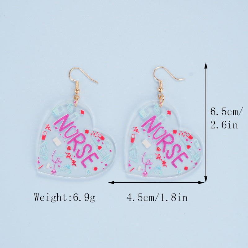 Wholesale Acrylic  Nurses Day Earrings Pink Blue Earrings