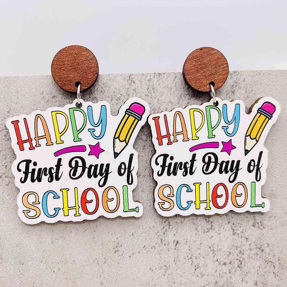 Wholesale Teacher' s Day Wooden Book Earrings