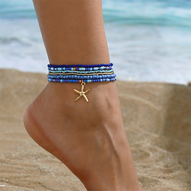 Wholesale Summer Beach Vacation Bohemian Style Shell Rice Bead Anklet