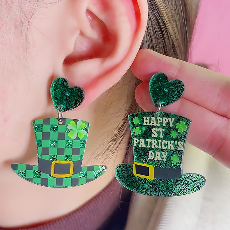 Wholesale St. Patrick's Day Flower Earrings Jewelry Set Acrylic Earrings