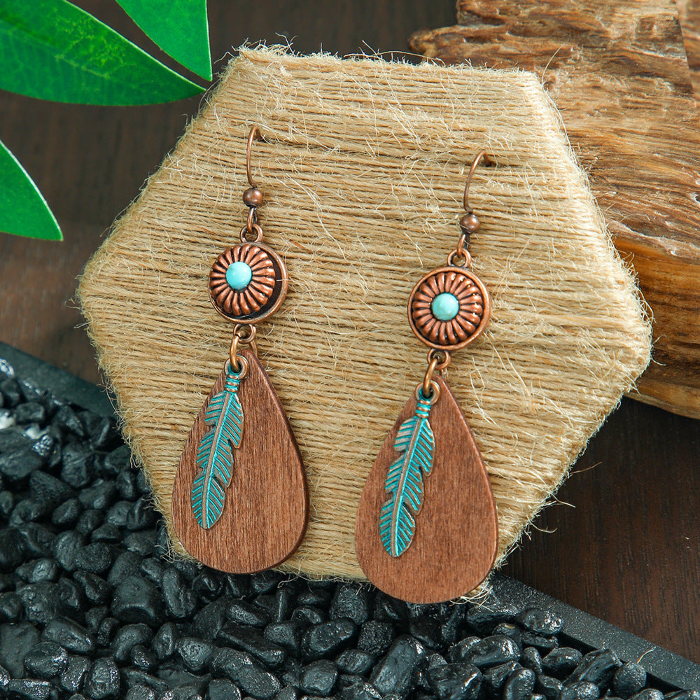 Wholesale Bohemian Tassel Earrings Metal Leather Leaf Circle Fashion Accessory for Party Wear