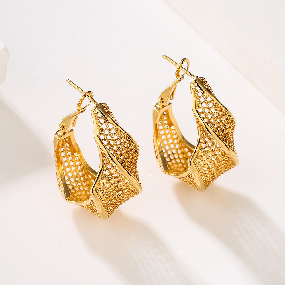 Wholesale copper plated real gold earrings