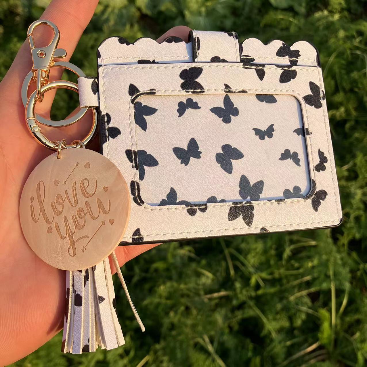 Wholesale Butterfly Leopard Cactus Tie Dye Card Holder Keychain Wristlet Keychain ACC-KC-QiuXue016