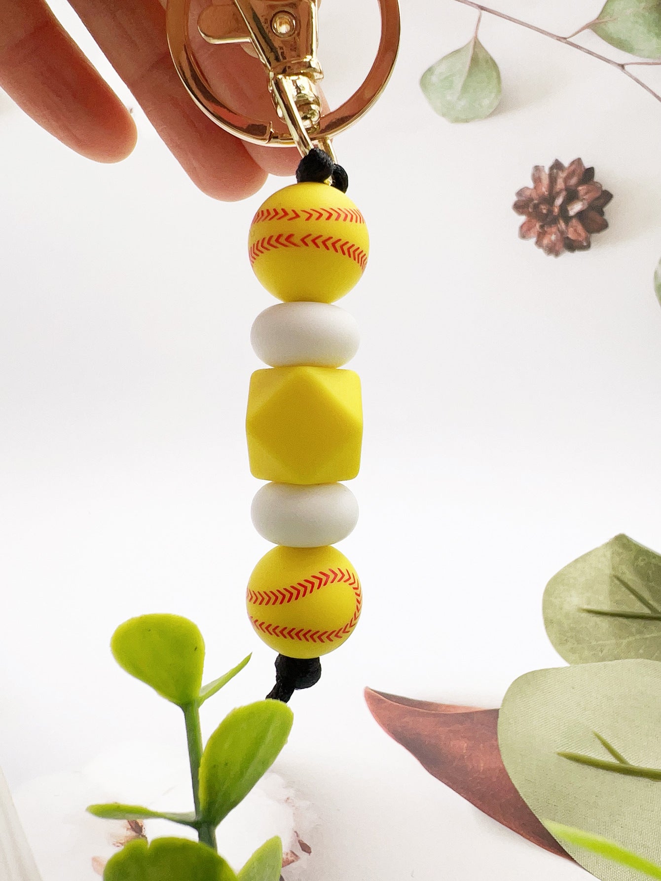 Wholesale Sports Ball Football Basketball Rugby Silicone Beaded Keychain ACC-KC-JiuYa011