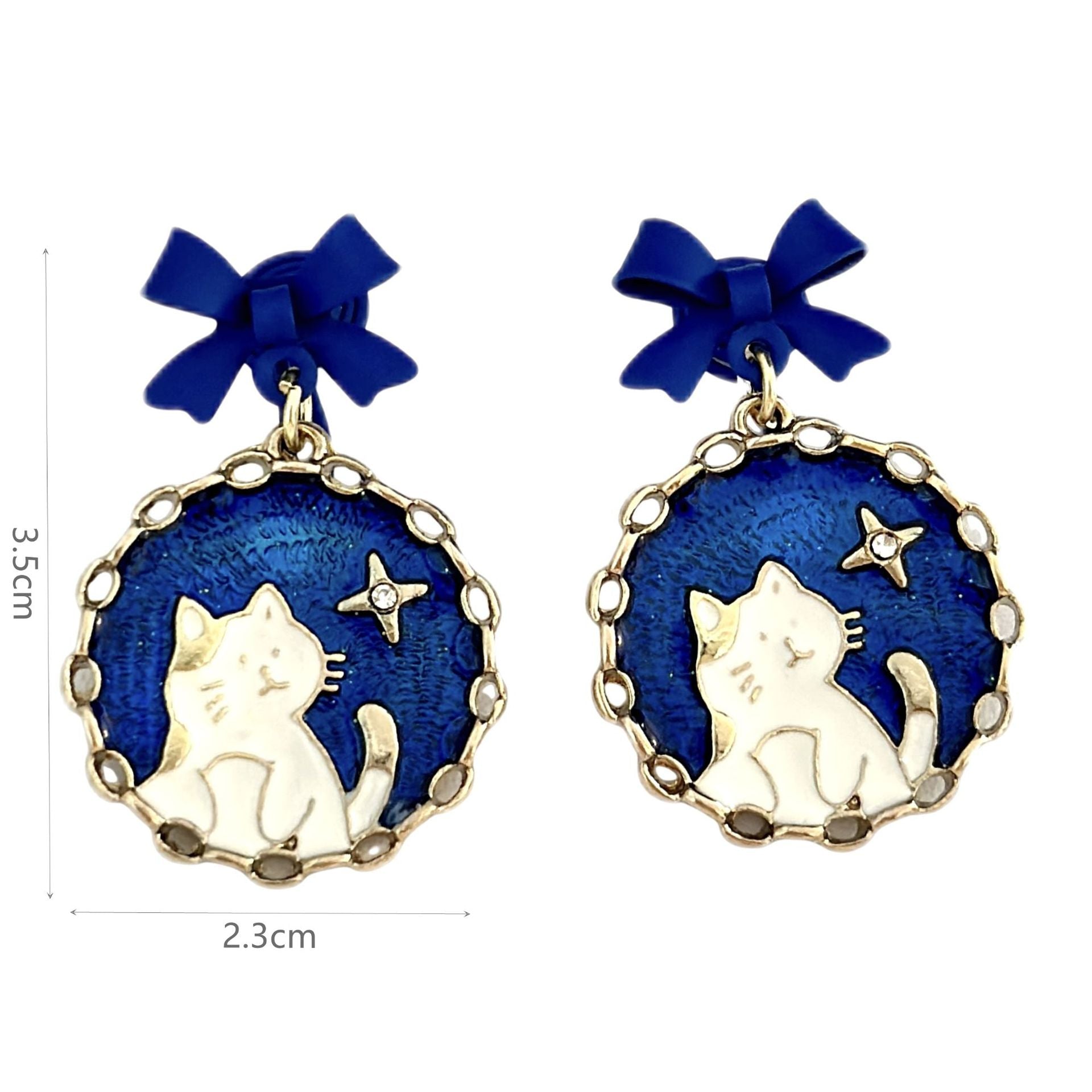 Wholesale blue bow cat earrings