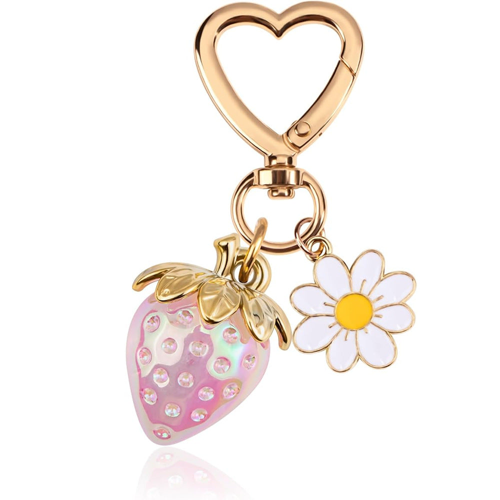 Wholesale Strawberry heart-shaped bag keychain