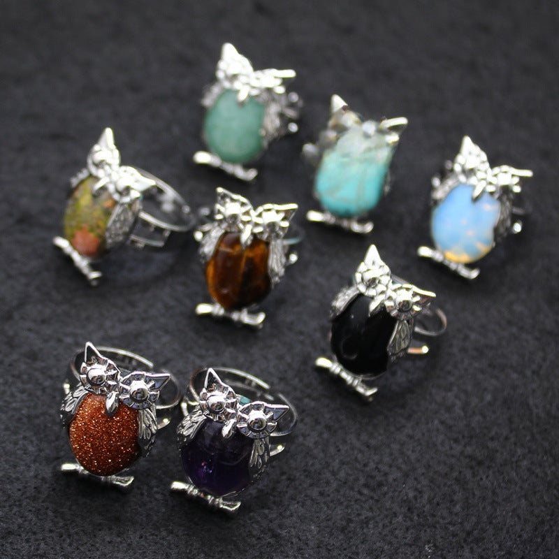 Wholesale Personality Exaggerated Owl Adjustable Ring