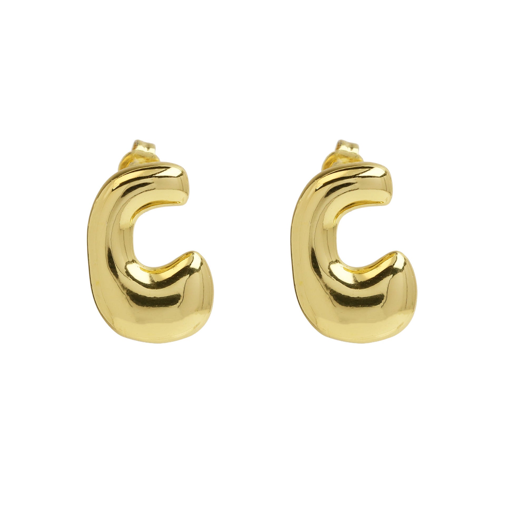 Wholesale  copper plated 18k real gold chubby bubble balloon 26 English letter earrings