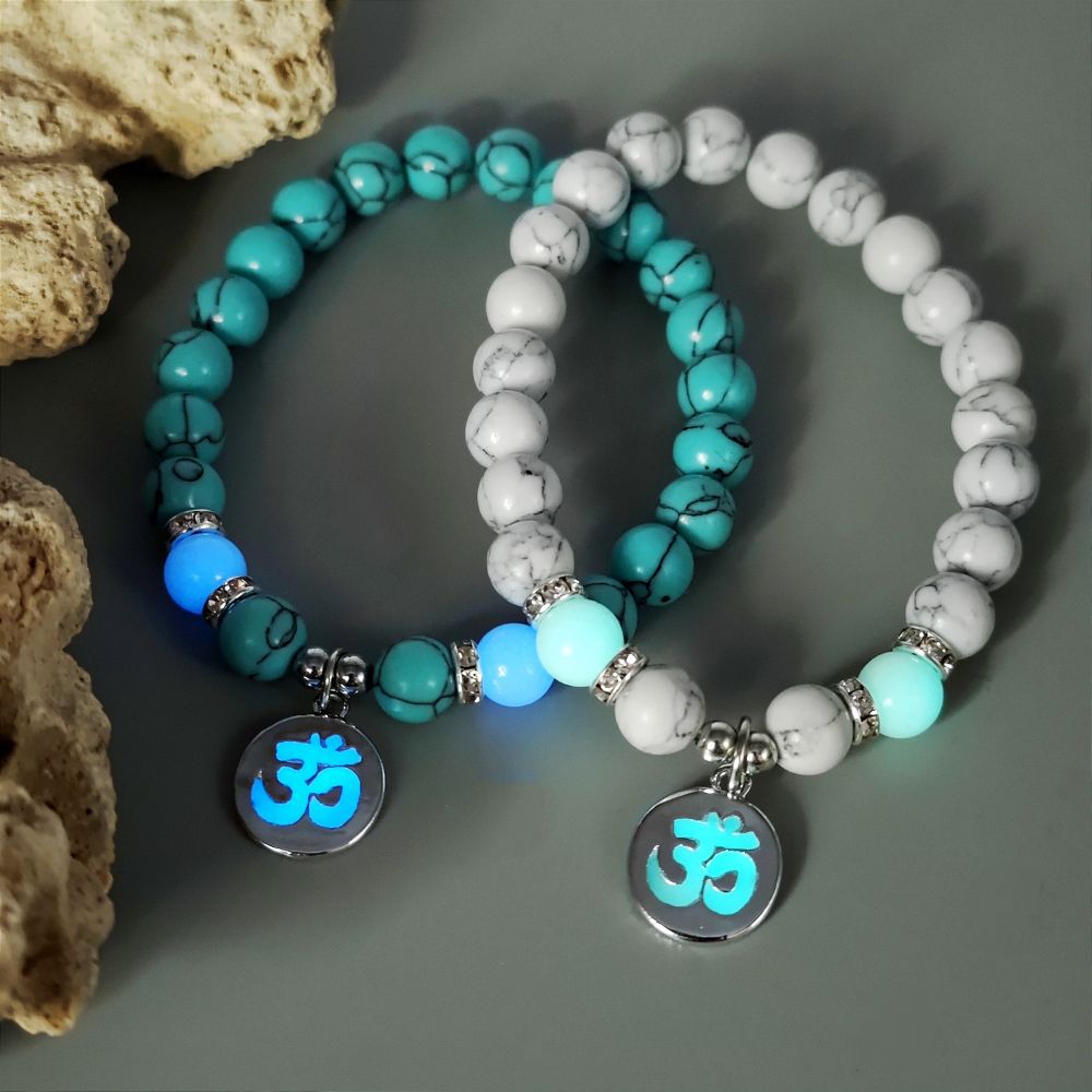 Wholesale  Letters Sanskrit Luminous Pendant Elastic Bracelet