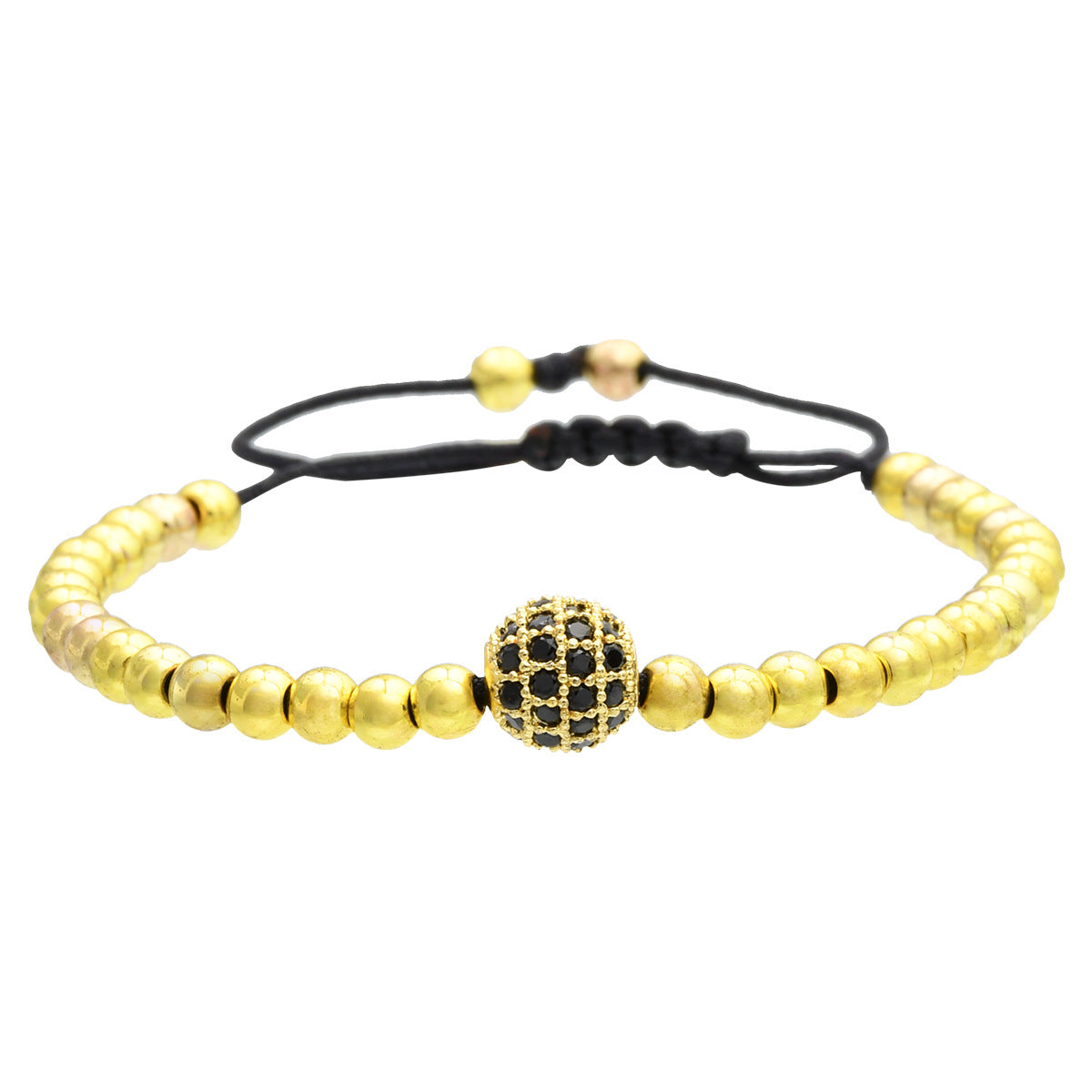 Wholesale Trendy European American Style Gold Copper Bead Zircon Bracelet Alloy Handmade Fashion Accessory for Women