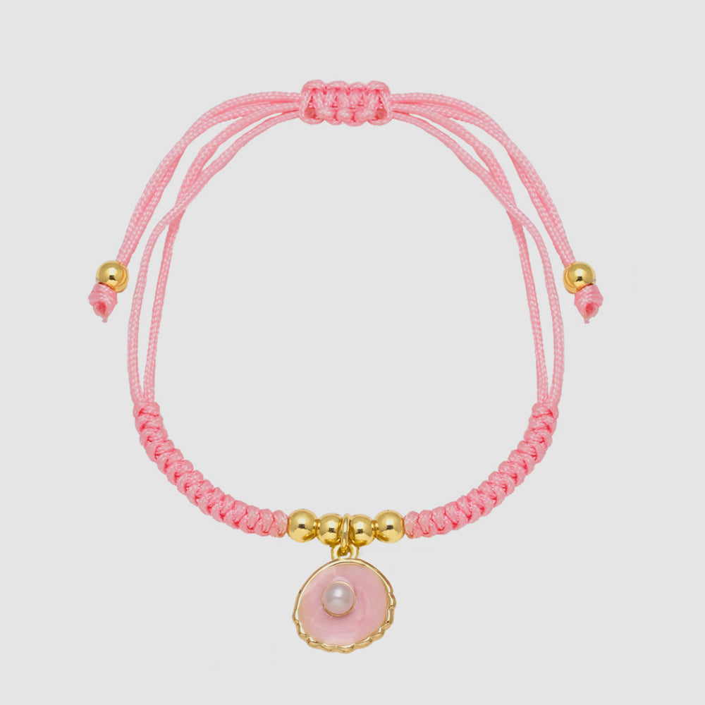 Wholesale Braided Cord Man-made Pearl Shell Bracelet