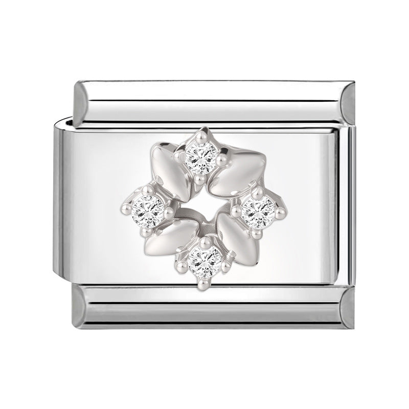 Wholesale 9mm Italian Charm Starter Bracelets DIY Flower Series Stainless Steel Composable Bracelet