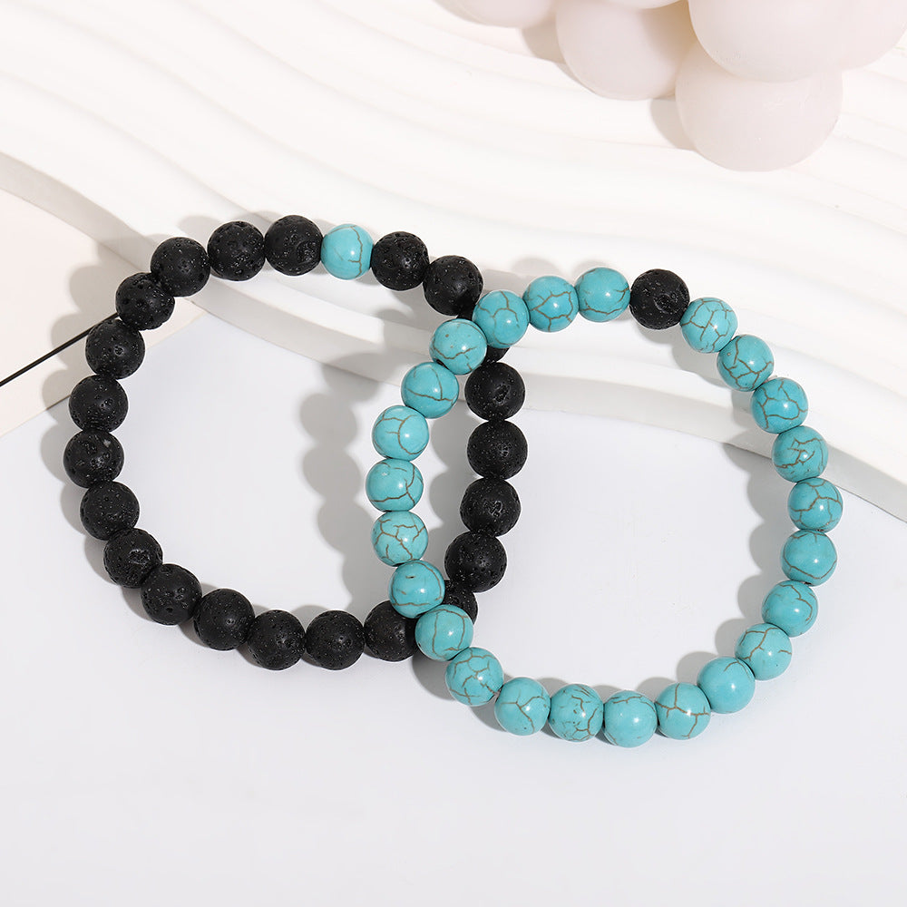Wholesale Trendy Turquoise Couple Bead Bracelet Handmade Fashion Jewelry Accessory Gift