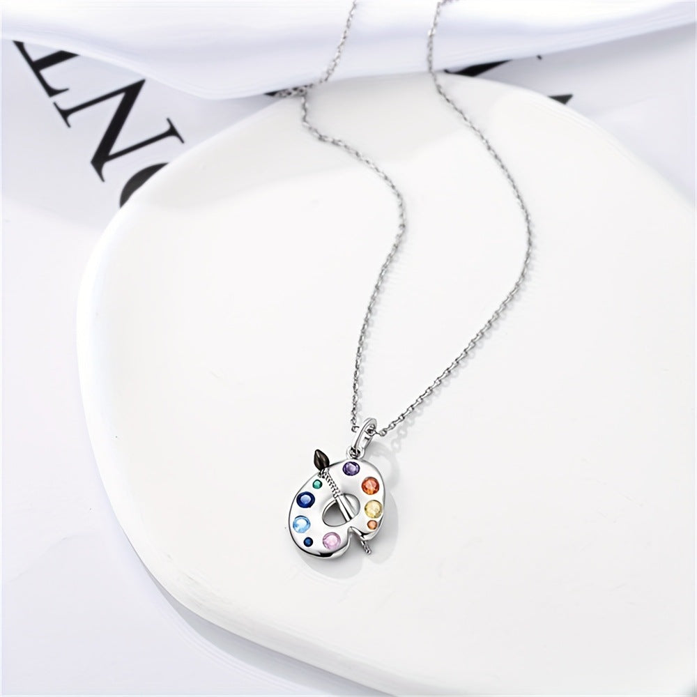 Wholesale Creative palette clavicle chain color  pendant necklace