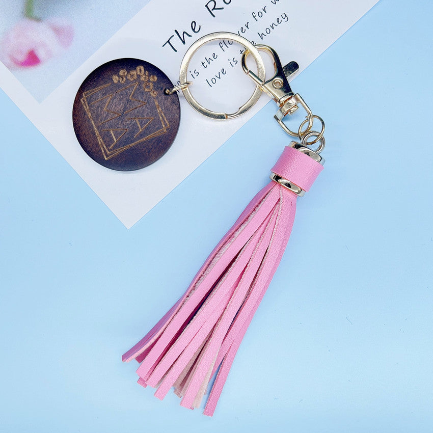 Wholesale Wooden MOM Mother's Day Tassel Creative Keychain