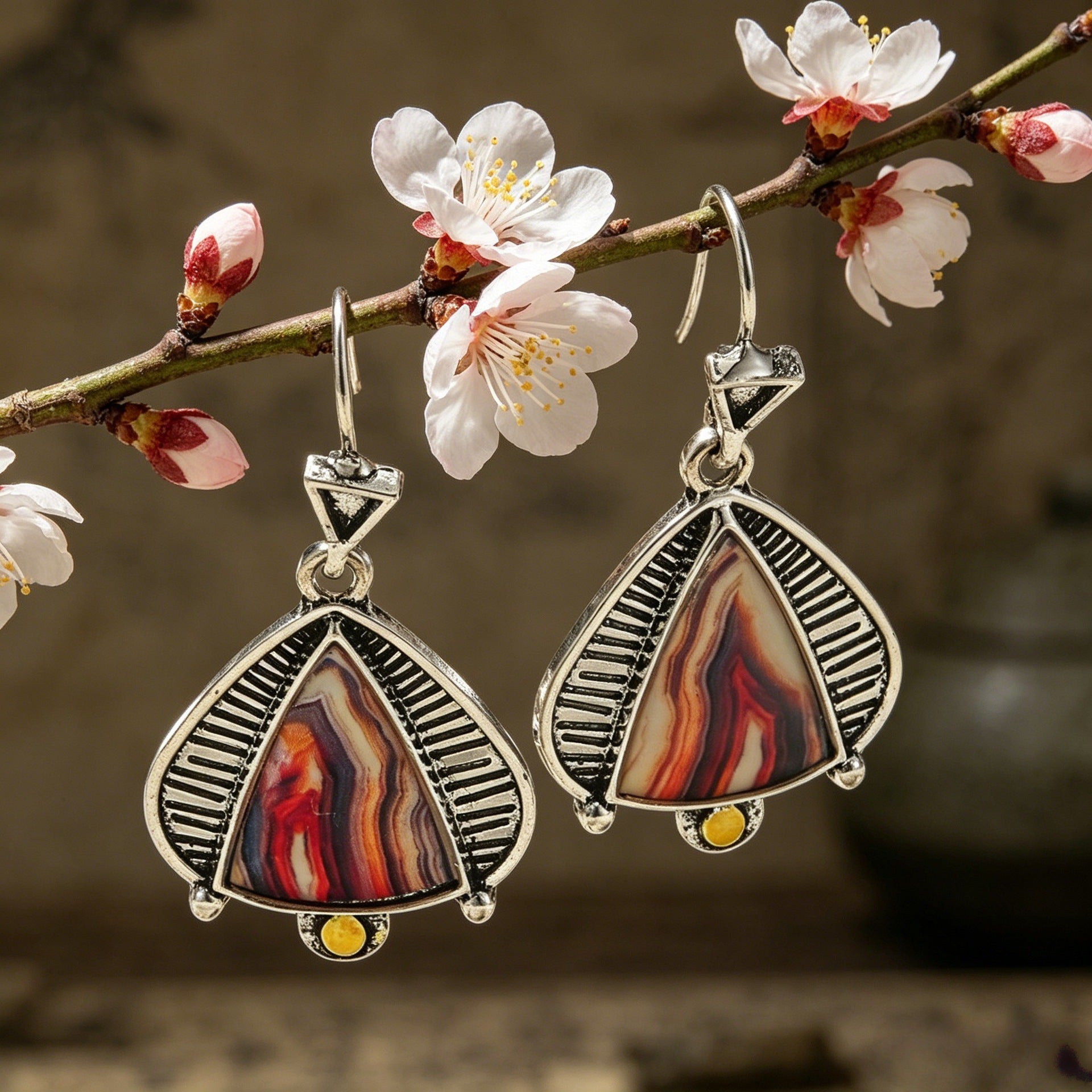 Wholesale Alloy Drop Earrings For Women Chic Triangle Teardrop Lace Design Party Jewelry Accessory