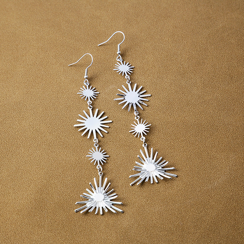 Wholesale Patchwork Triangular Sequin Radioactive Line Earrings