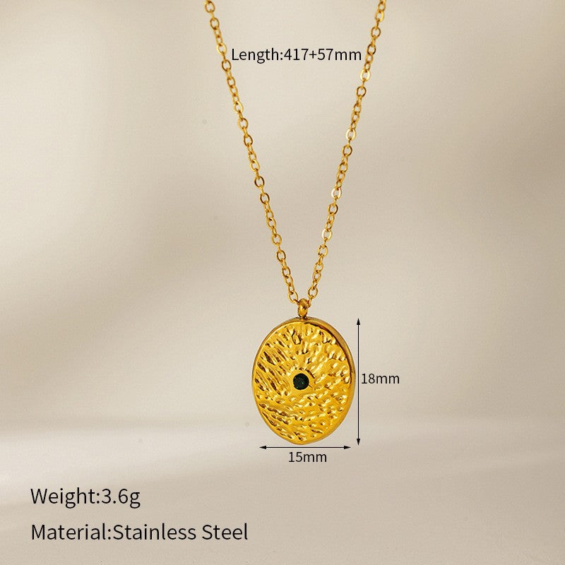 Wholesale  Retro Emerald Stainless Steel Necklace