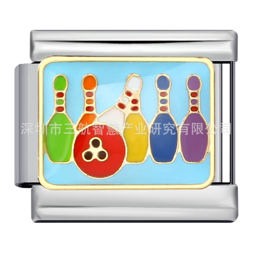 Wholesale 5pcs Italian Charm Bracelet 9mm DIY Splicing Bowling Ball Stainless Steel Composable Bracelet