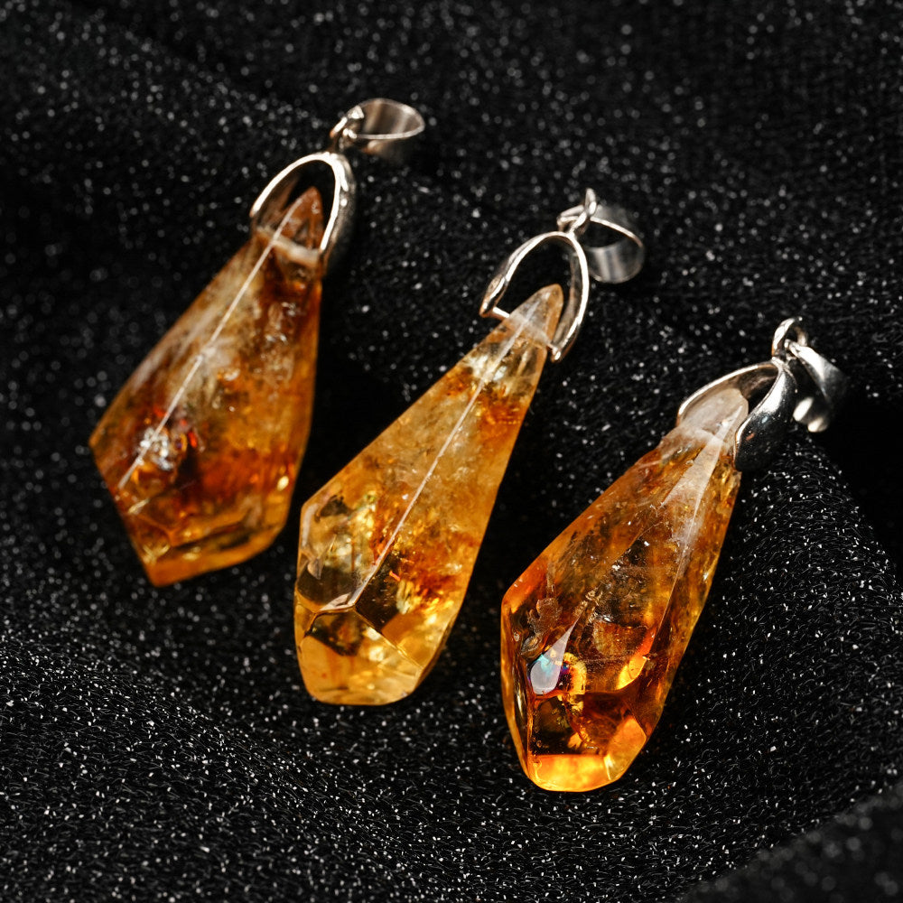 Wholesale Natural Citrine Pendant Yellow Tower Crystal Stone With Leather Cord Stylish Unisex Jewelry Fashion Accessory For Everyday Or Gift Boutique Resale