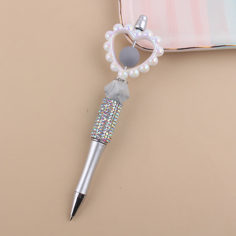 Wholesale  Diamond plastic love beaded pen  ballpoint pen color plastic pen