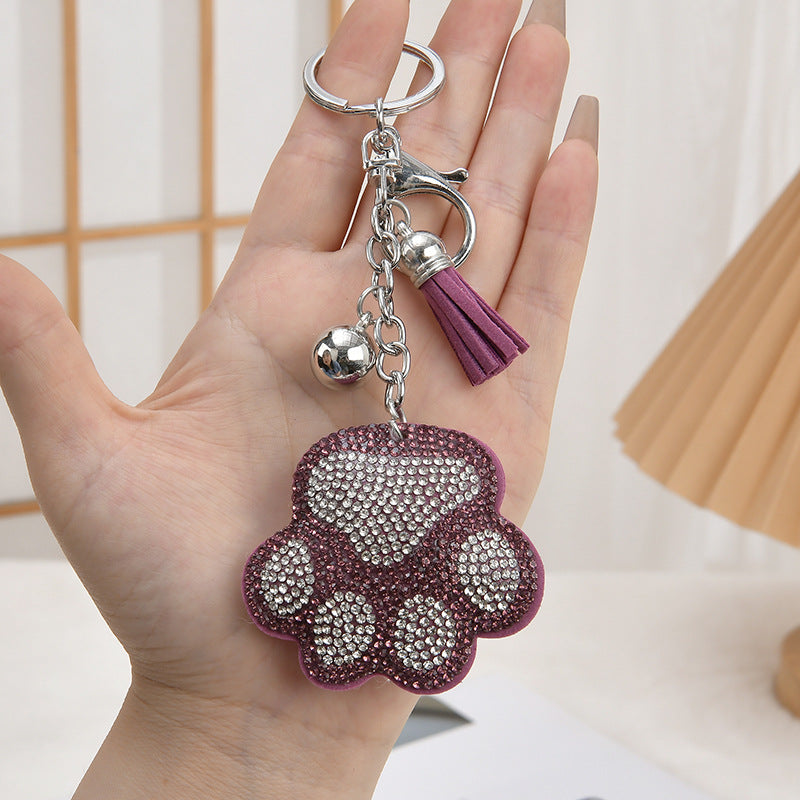 Wholesale Pink Leather Cartoon Rhinestone Keychain Bag Charm Gift