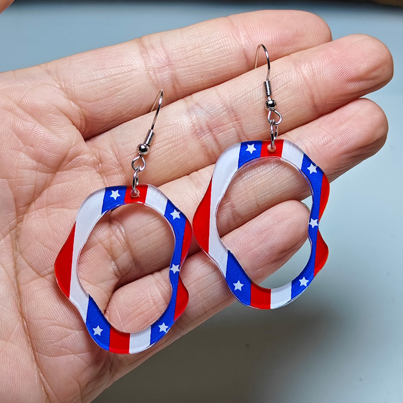 Wholesale American Independence Day Round Acrylic USA Letter Earrings
