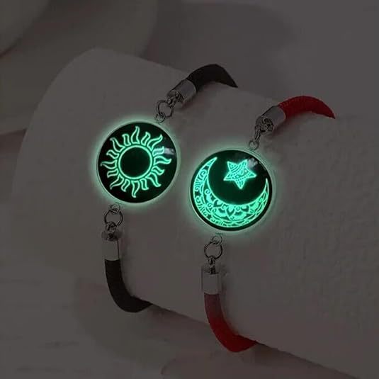 Wholesale Sun and Moon Glass Luminous Yin and Yang Bracelet Set