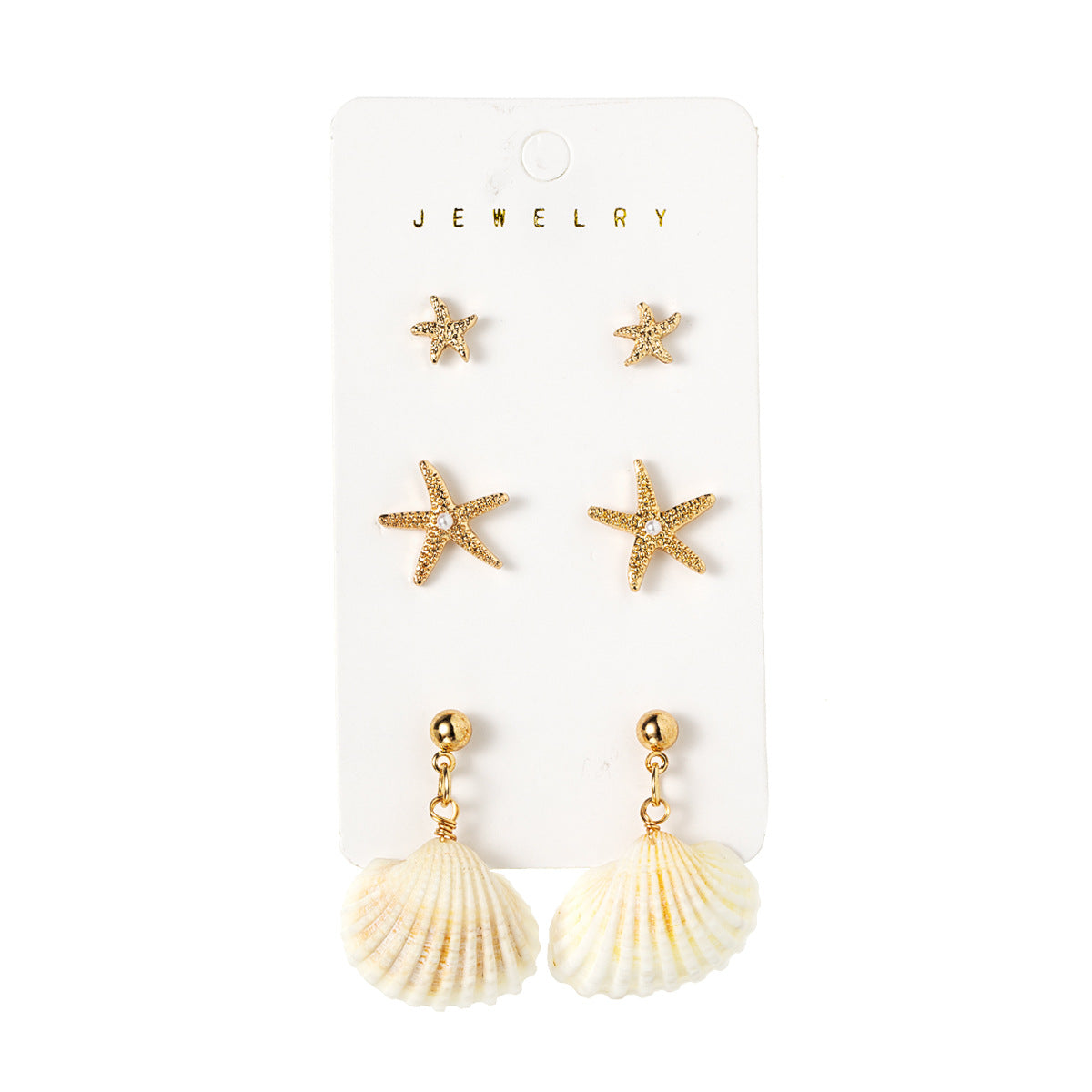Wholesale  Bohemian Resort Style Alloy Seahorse Starfish Conch Earrings Set