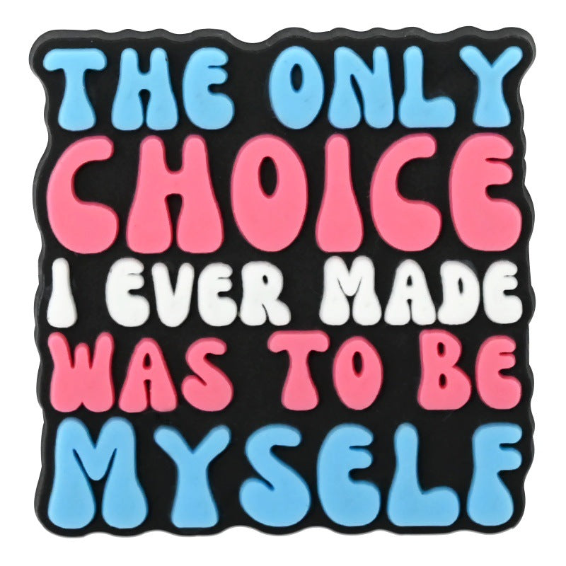 Wholesale Random 100pcs Creative and personalized phrase series   PVC Soft Rubber Shoe Buckle Decoration