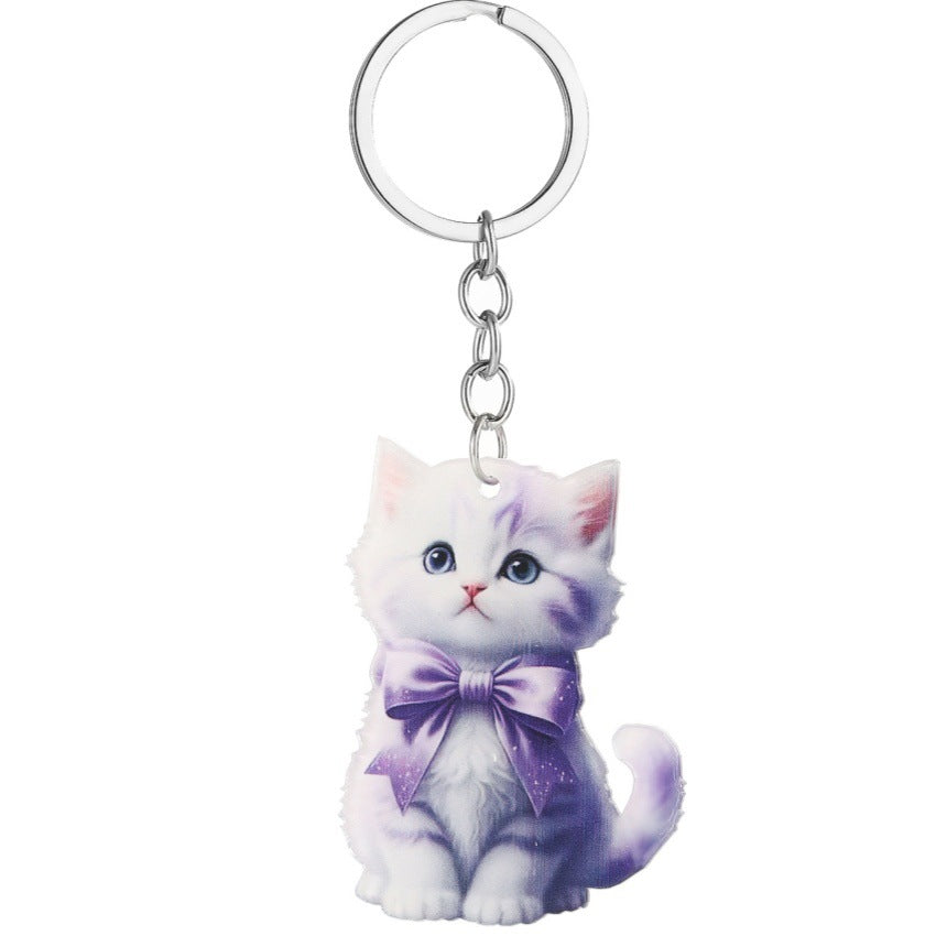 Wholesale Cute acrylic rocking chair kitten keychain
