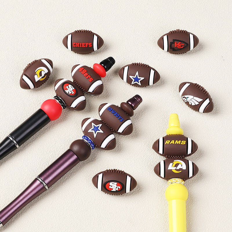 Wholesale 20pcs 3D rugby team  Focal Beads DIY Bead Accessories