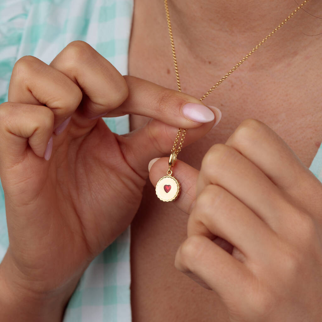 Wholesale Stainless steel 18K gold plated cookie heart necklace