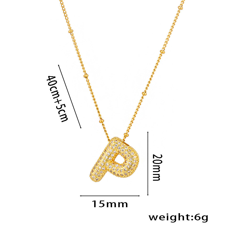 Wholesale Rock Sugar Zircon English Letter Necklace Titanium Steel Necklace ACC-NE-NaBao001