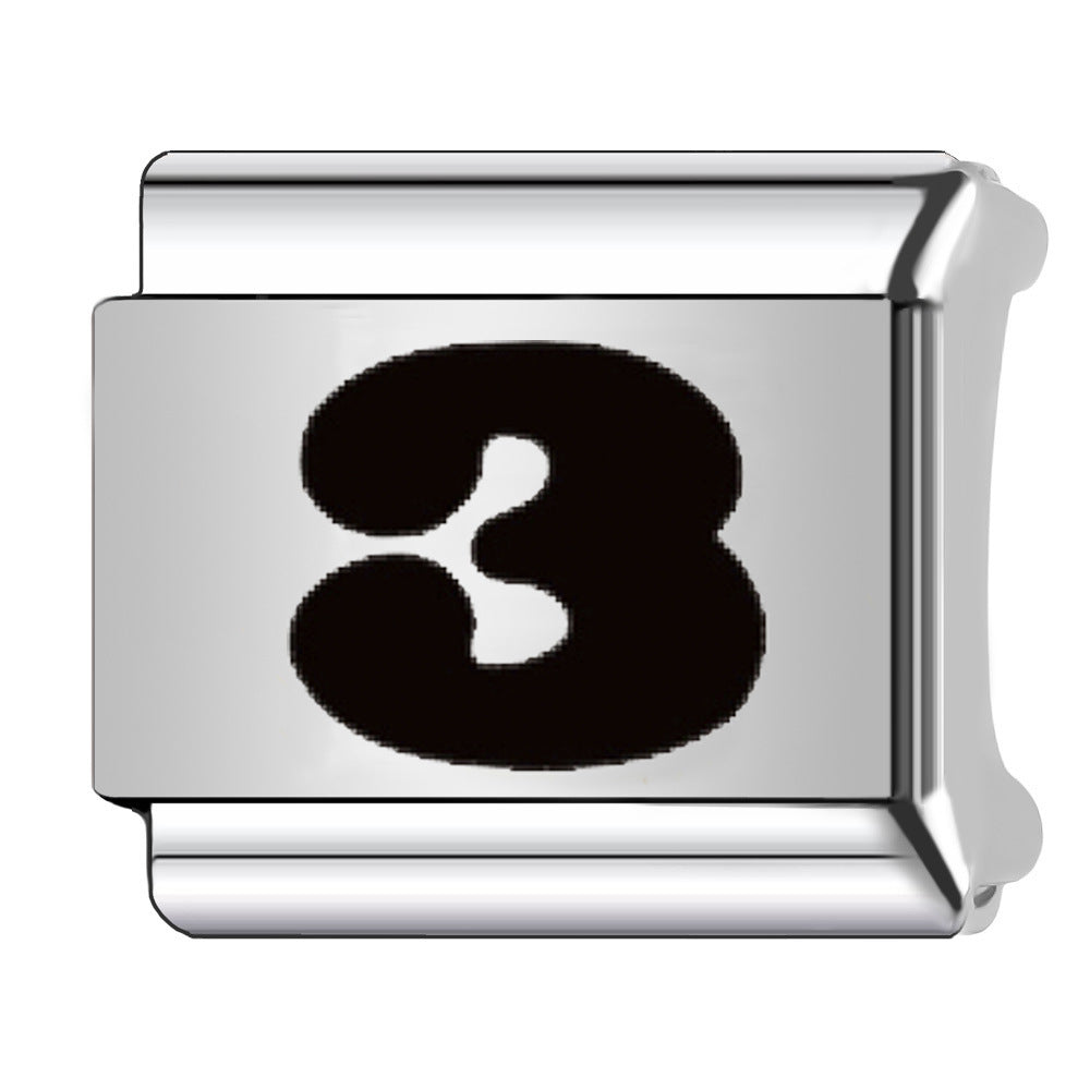 Wholesale Italian Charm Bracelet 9mm DIY Black Arabic  Creative Stainless Steel Composable Bracelet