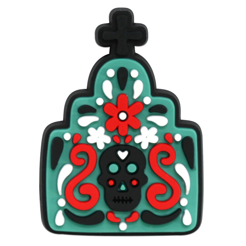 Wholesale Random 100pcs Day of The Dead PVC Soft Rubber Shoe Buckle Decoration ACC-SC-RYY075