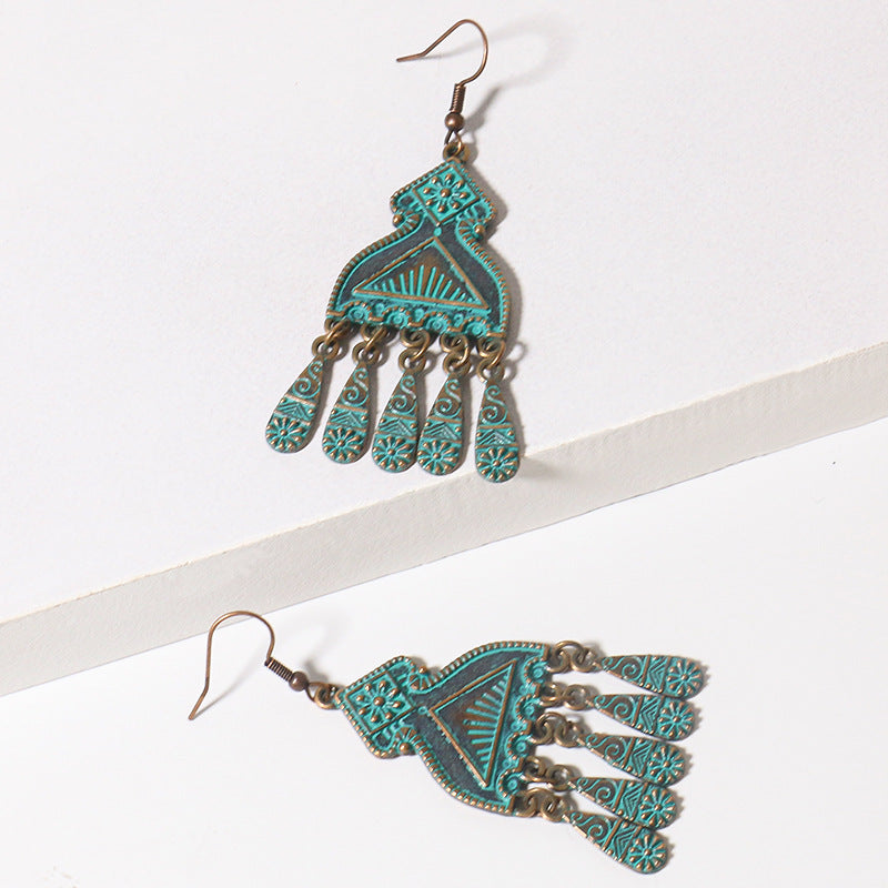 Wholesale Bohemian Ethnic Style Flower Turquoise Alloy Earrings ACC-ES-HanH019