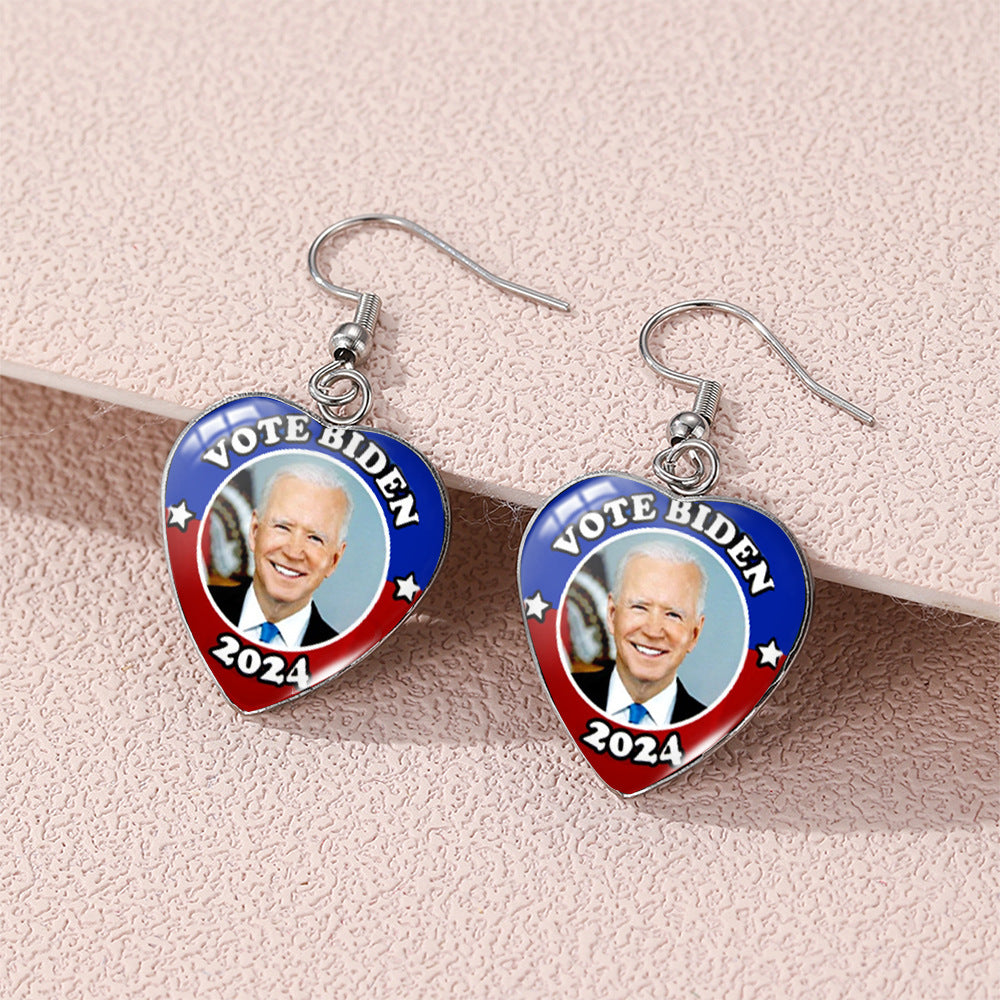 Wholesale Independence Day Stainless Steel Heart Earrings ACC-ES-XiangLian006