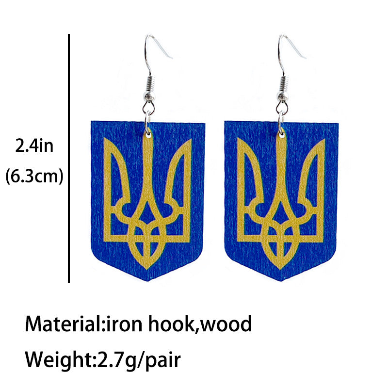 Wholesale 3 pairs/pack National Emblem Earrings Support Color Sunflower Wooden Earrings