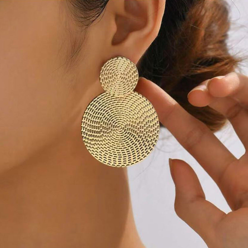 Wholesale  Light Luxury Exaggerated Earrings Round Sequin Large Hoop Earrings