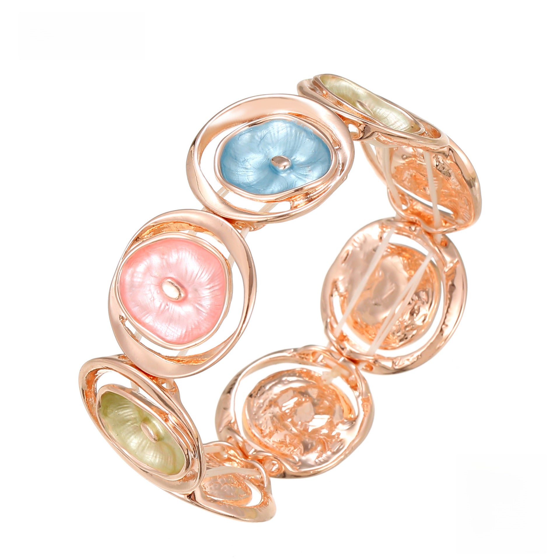 Wholesale  round hollow flower alloy elastic bracelet