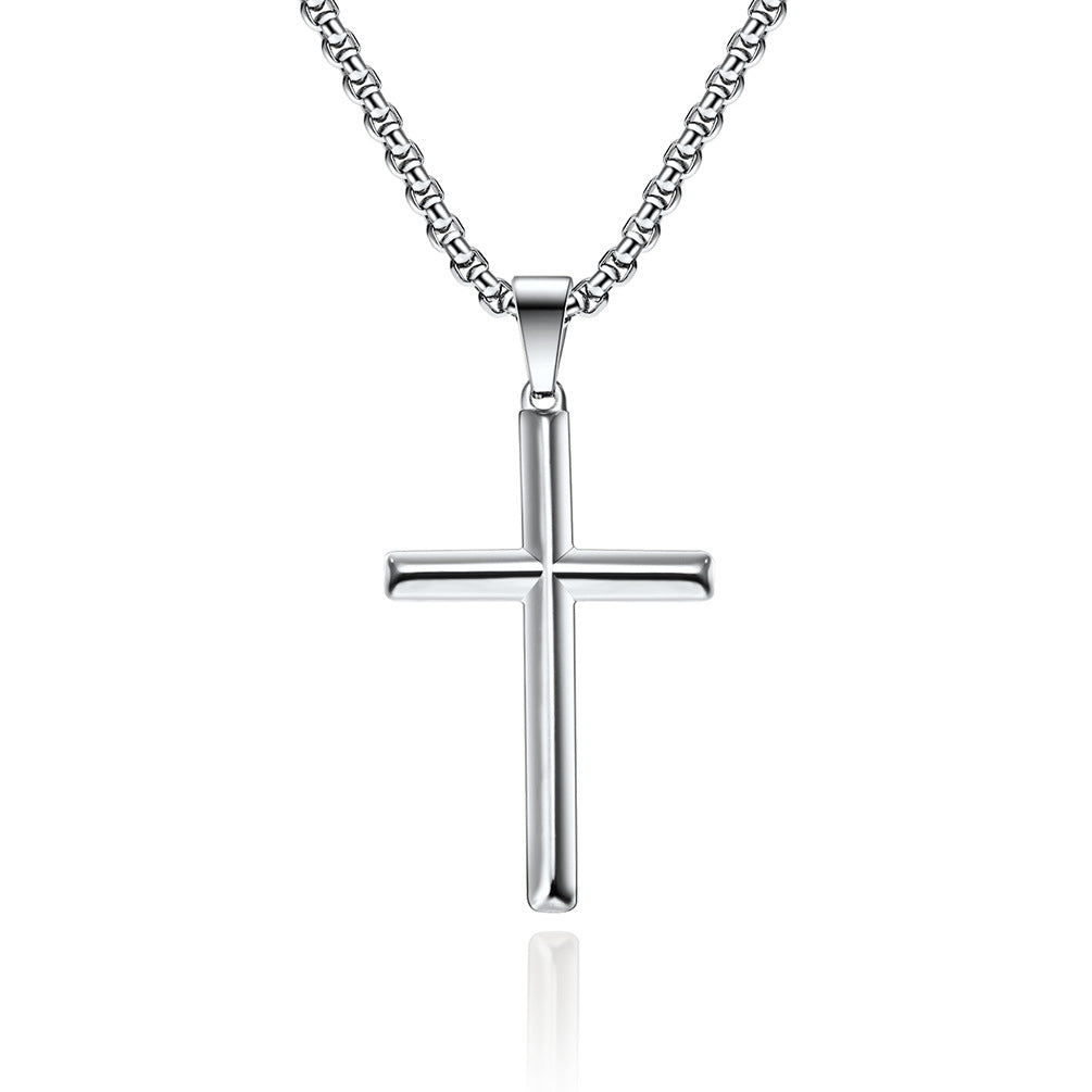 Wholesale Hip Hop Rhombus Cross Pendant Necklace Stylish Titanium Steel Jewelry Accessory for Men and Women