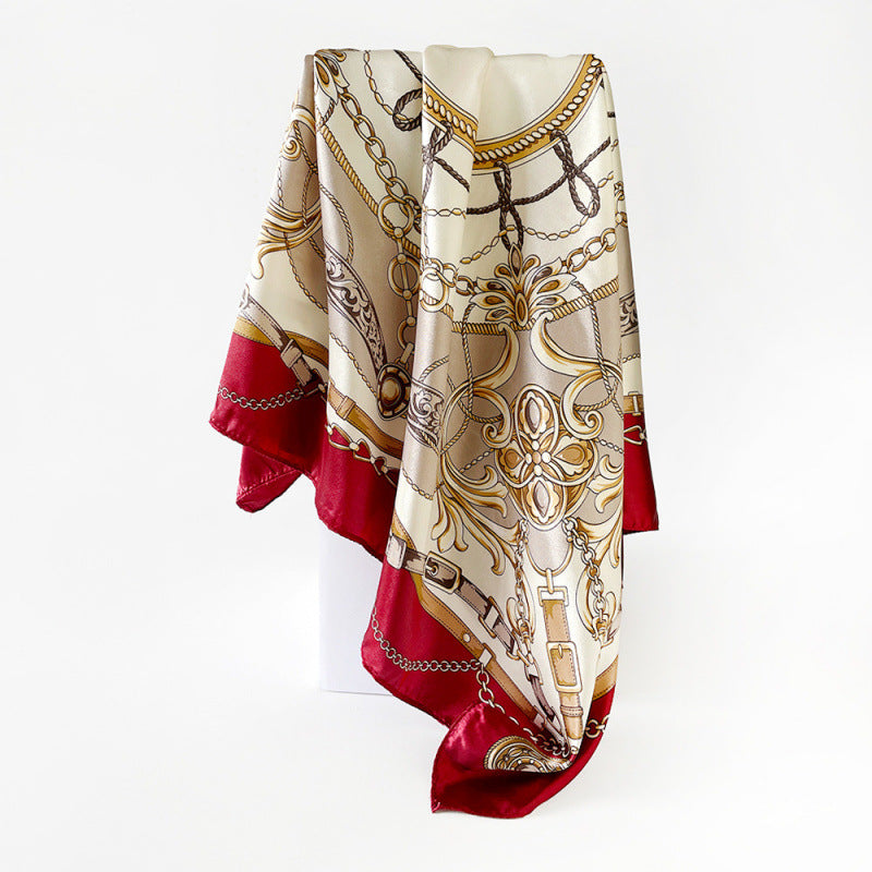 Wholesale Turban 90cm Silk Scarf Classic Chain Printed Silk Scarf